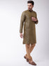 Vastramay Men's Black And Rose Gold Silk Blend Kurta With Churidar Set